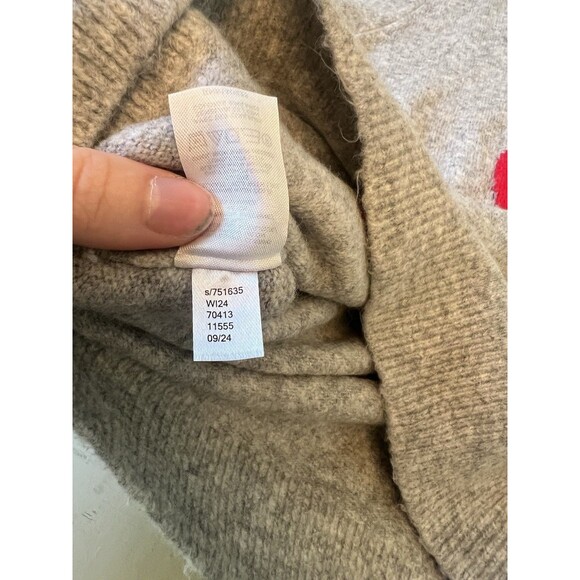 LOFT Woman’s Large Gray Crewneck Pullover Knit Heart Sweater Soft - Picture 4 of 5